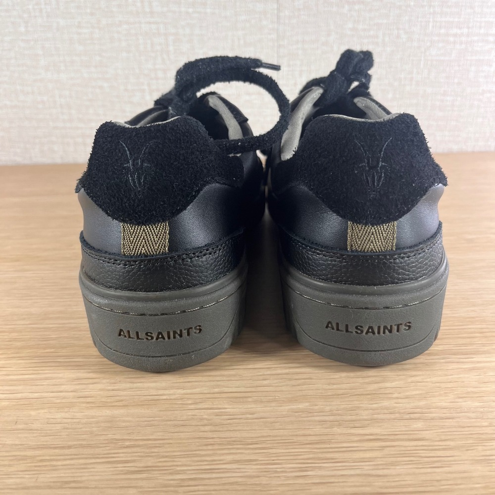 AllSaints Regan Men's Sneakers US 10 Black Leather Suede Monochrome Streetwear - Picture 4 of 10